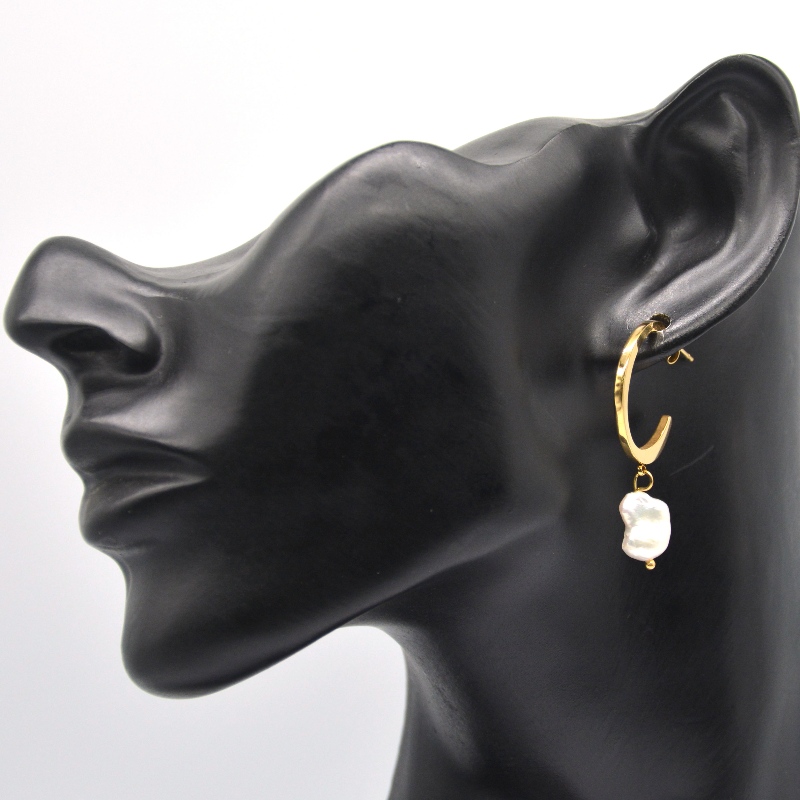 Cercei cu perle de imitație simplă, cercei cu pandantiv în formă de C, cercei cu pandantiv lungi pentru femei, bijuterii China Ruifanbao fabrica de prelucrare a bijuteriilor