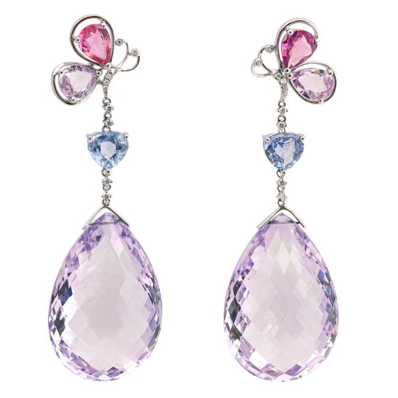 Cercei pandantiv cu fluture din argint 925, gheară, setare artizanală China Ruifanbao fabrica de prelucrare a bijuteriilor