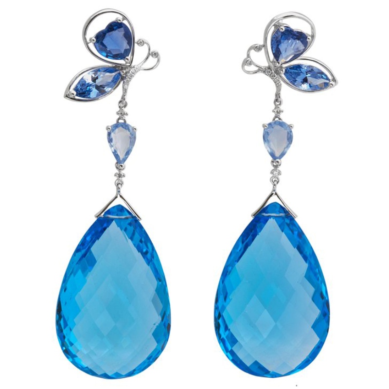 Cercei pandantiv cu fluture din argint 925, gheară, setare artizanală China Ruifanbao fabrica de prelucrare a bijuteriilor