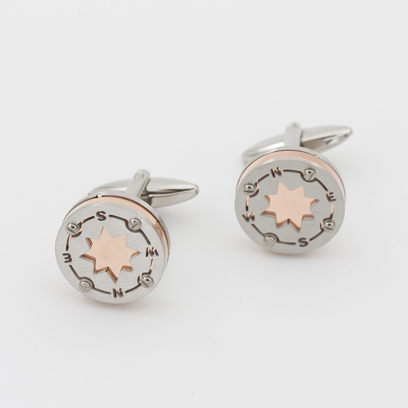 Butoni cu ridicata pentru bărbați, din oțel inoxidabil, cu două tonuri