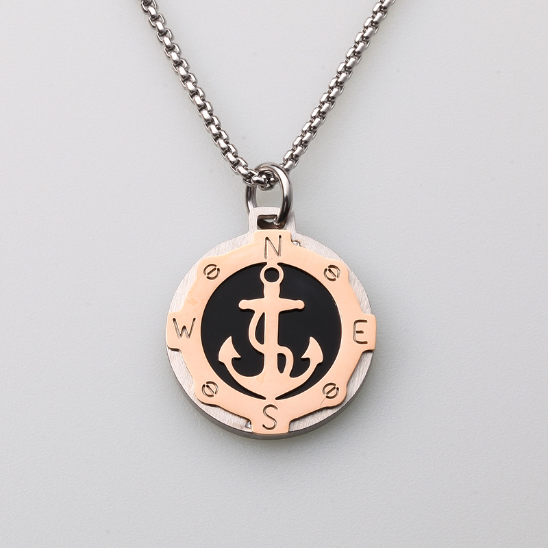 Bijuterii din oțel inoxidabil stil italian cârmă vânt pandantiv colier bărbătesc fabricat în China