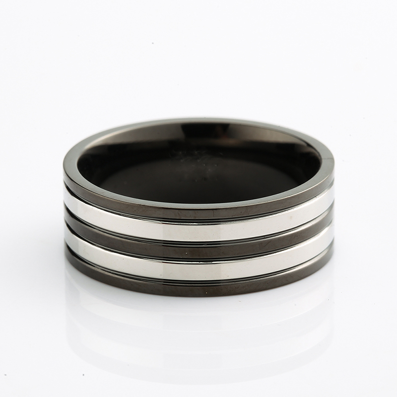 Men's Stainless Steel Ring Two Tone Black Plating Ring Elegant China Jewelry Producator