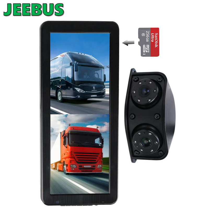 Cameră de vizionare nocturnă HD impermeabilă pentru vizionare din spate AHD Dual Video Dash Cam Mirror DVR Monitor System for Bus