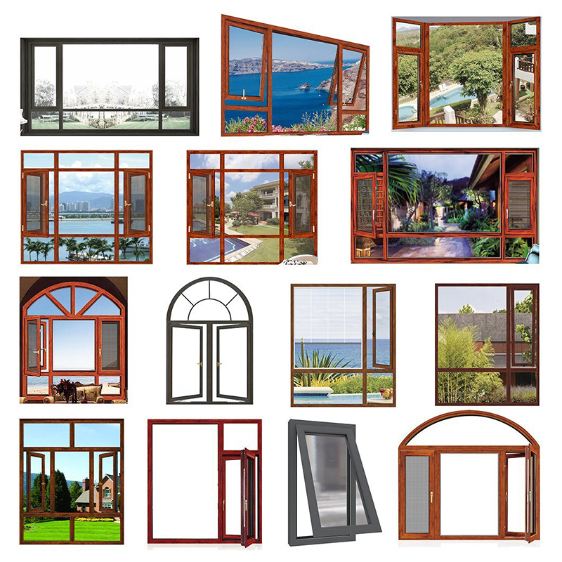Casement Factory Lowest Price Window Customize 5Mm Tempered Chinese Casement Glass Aluminum Guangzhou Producator Price Tilt Turn Window Mecanism Multifunctional Durable Swing Wood Color Casement Window Tilt Sash Windows