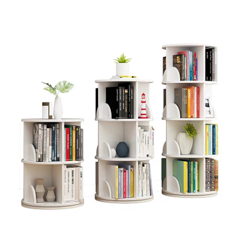 TMJ-2050 Cartile personalizate Modern Home Wood White Revolving Storage Holders Racks Rotting Bookcase Shelf