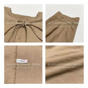 Design liber-montare Minimalist Styllish Casual Culoare Solid ă Imprimată culoare bumbac și lenjerie supradimensionat personalizate 15608 Shirt Dresses