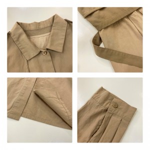 Design liber-montare Minimalist Styllish Casual Culoare Solid ă Imprimată culoare bumbac şi lenjerie supradimensionat personalizat 19572 Shirt Dresses +Waistcoat
