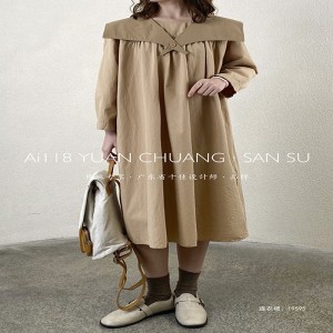 Design în vrac Minimalist Elegant Casual Culoare solidă Culoare imprimată Bumbac și lenjerie personalizate 19595 Rochii de cămașă personalizate