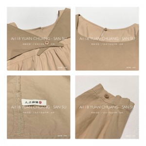 Design în vrac Minimalist Elegant Casual Culoare solidă Culoare imprimată Bumbac și lenjerie personalizate 19595 Rochii de cămașă personalizate