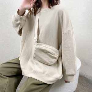 Design fără sudură Minimalist Round Collar stil împletit manșon Casual Solid culoare bumbac și lenjerie supradimensionat personalizat 12686 swatshirts