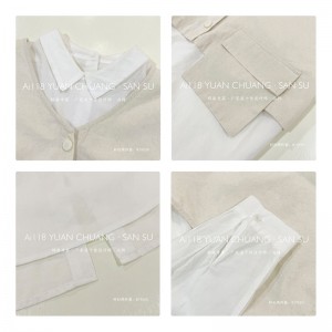 Design liber-montare Minimalist Styllish Casual Solid Color dungat Verificat supradimensionat personalizat 19550 Cămaşă Loose + Waistcoat