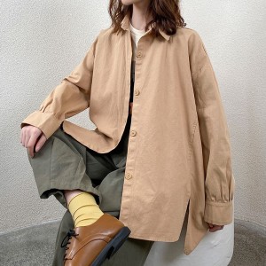 Design liber-montare Minimalist Styllish Casual Solid Color Striped Controlate personalizat supradimensionat 17757 Cămaşă Loose