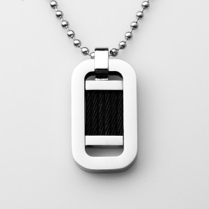 Comert cu ridicata din oțel inoxidabil, cu două tonuri, colier pandantiv din sârmă neagră