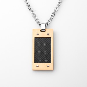 Mens Carbon Fiber Necklace Rose Gold Stil militar Stainless Steel Dog Tag Pendant