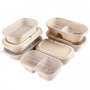 Cutii pentru ambalarea alimentelor fast-food cu bagasse, recipiente pentru ambalaje alimentare cu capac clar, un recipient de trestie de zahăr compozit