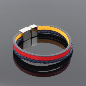 Bijuterii din piele de modă Brățară din piele naturală Brățară din piele împletită Muti-Layer Oțel inoxidabil