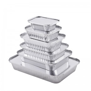 Cutie de unică folosință pentru ambalare fast-food cutie de prânz din folie de aluminiu reciclabilă, rezistentă la căldură, aurie și argintie