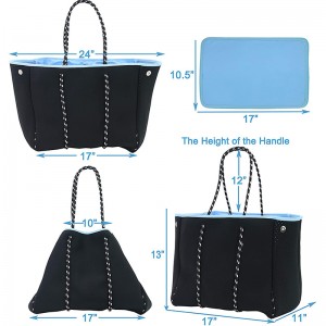 Design de moda Multifunctional Trendy Neopren Beach Tote Geam Femei Bag Tote Cross Body Bag Big Shopping Neopren Geanta