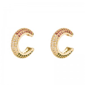 INS Cercei europene și americane Alamă placată cu aur cu cercei de culoare zerrcon color bărbați și femei fără cleme străpunse