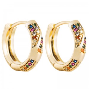 INS Cercei de stil etnic european și american Cercei creative Geometrice Golane Cercei feminin de cupru placat cu aur de aur real Cercei Zircon Micro-Inlaid