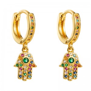 Cupru Micro-Inalam Culoare Cercei de piatră prețioasă Femeie europeană și americană Stil Trend Personalitate Palm Cercei Cold Net Red Ear Bijuterii