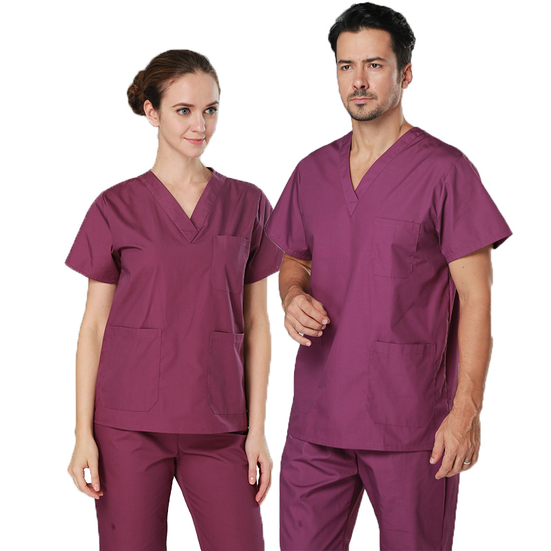 Asistentă medicală uniformă tops pantaloni scrub stabilește logo-ul personalizat