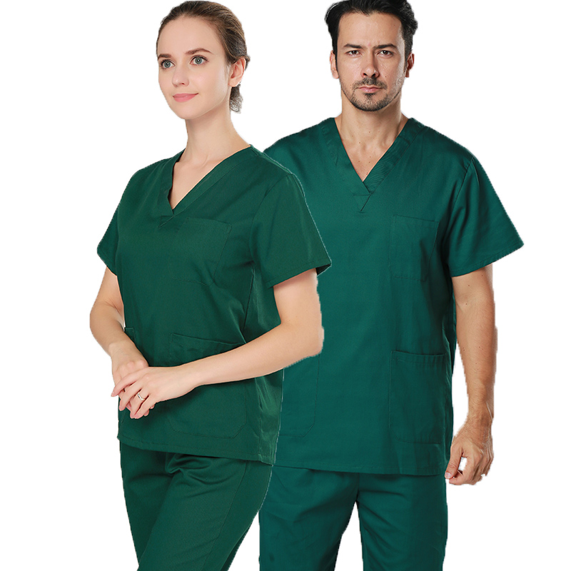 Asistentă medicală uniformă tops pantaloni scrub stabilește logo-ul personalizat