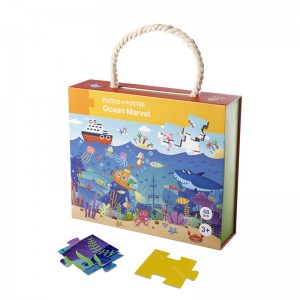 En-gros logo personalizat Jucărie reciclată puzzle carton magnetic clapetă cadou cutie cu mâner
