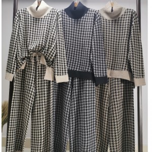 Modă Casual Joker tricotat Qianbird-costum de două piese 69002#