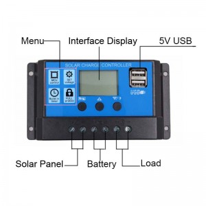 PWM Controler de încărcare solară 60A 50A 40A 30A 20A 10A 12V 24V Încărcătorul bateriei LCD Dual USB Regulator de panou solar Max 50V PV Intrare