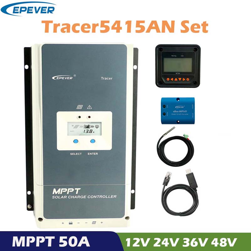 Perver Tracer 50A MPPT Controler de încărcare solară 12V 24V 36 V48V Auto LCD Afișaj pentru regulator al panoului solar Regulator Hybrid Controller