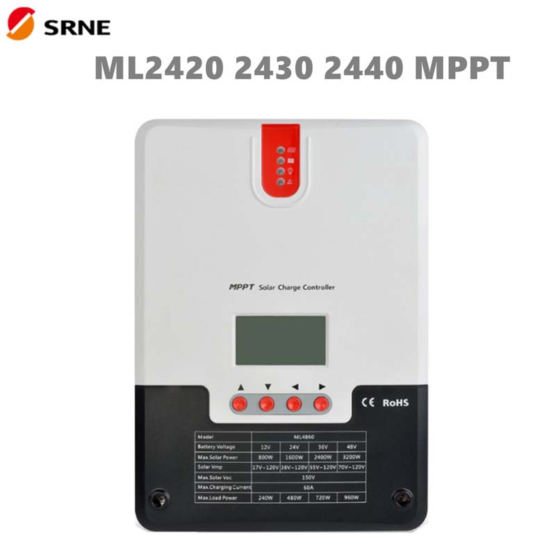 SRNE MPPT Controler de încărcare solară 20A 30A 40A 12V24V LCD MAX100V SOALR Regulator panoul SOALR pentru bateria Li-Ion Li-Ion de plumb de înaltă grilă