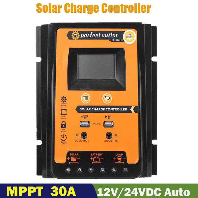 PWM 30A 12V 24VDC Solar Regulator Regulator Regulator Panou solar cu afișaj LCD de ieșire USB Dual USB