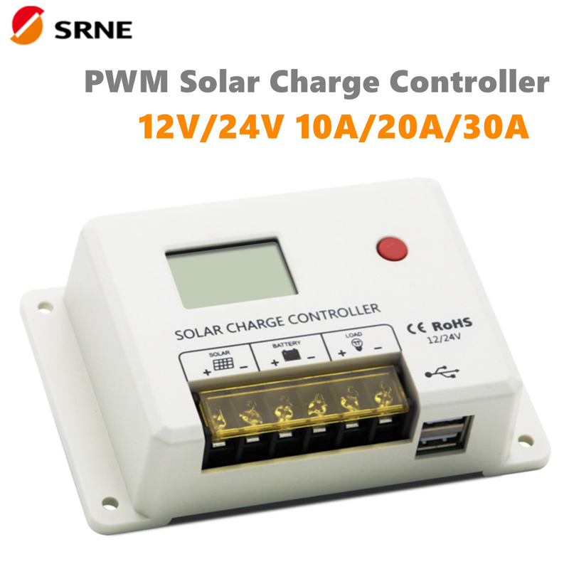 NEW SRNE PWM 10A 20A 30A Controler de încărcare solară 12V 24V Afișare AUTO LCD Dual USB 5V/2A Port pentru baterie de litiu cu plumb