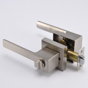 S7809 Maneta ușă de confidențialitate pătrată contemporană pentru dormitor sau baie, butoane de blocare fără cheie, așezate înnichel satinat