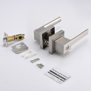 S7809 Maneta ușă de confidențialitate pătrată contemporană pentru dormitor sau baie, butoane de blocare fără cheie, așezate înnichel satinat