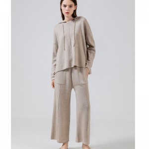 Modă Casual Simplu Lână Pulover cu două bucăți Hoodie Set 69056#