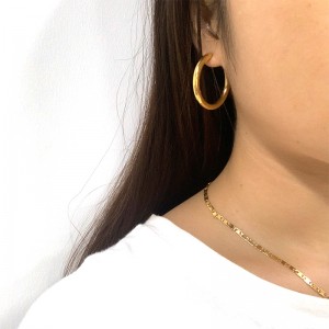 Cercei solide din oțel inoxidabil cu aur/hoops