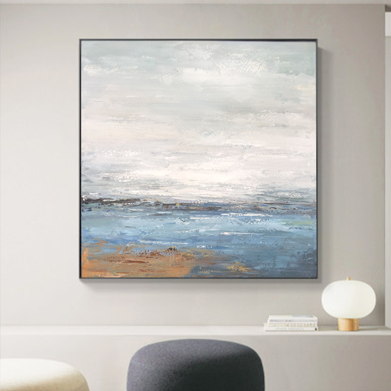 Seascape Pure Handmade Rezumat Artwork Framed Acril Vopsire perete Decorare de perete Canvas Pictura de ulei pentru camera de zi