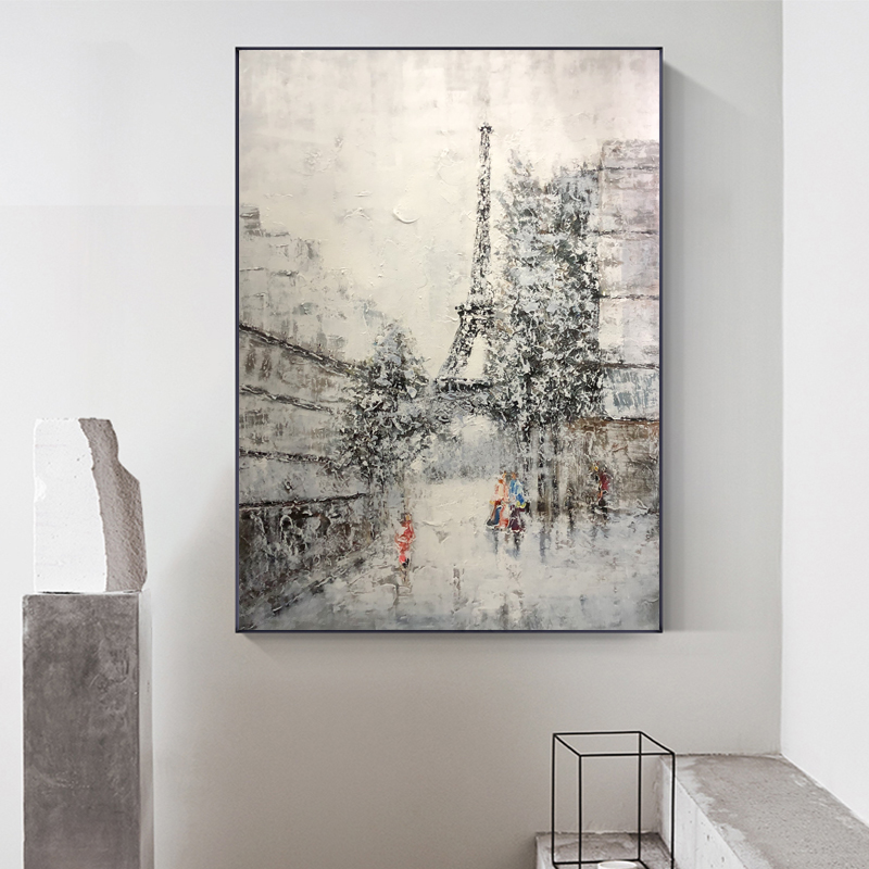 Produsnou vopsit manual stilul modern de perete Eiffel Peisaj de decorare ulei pictura