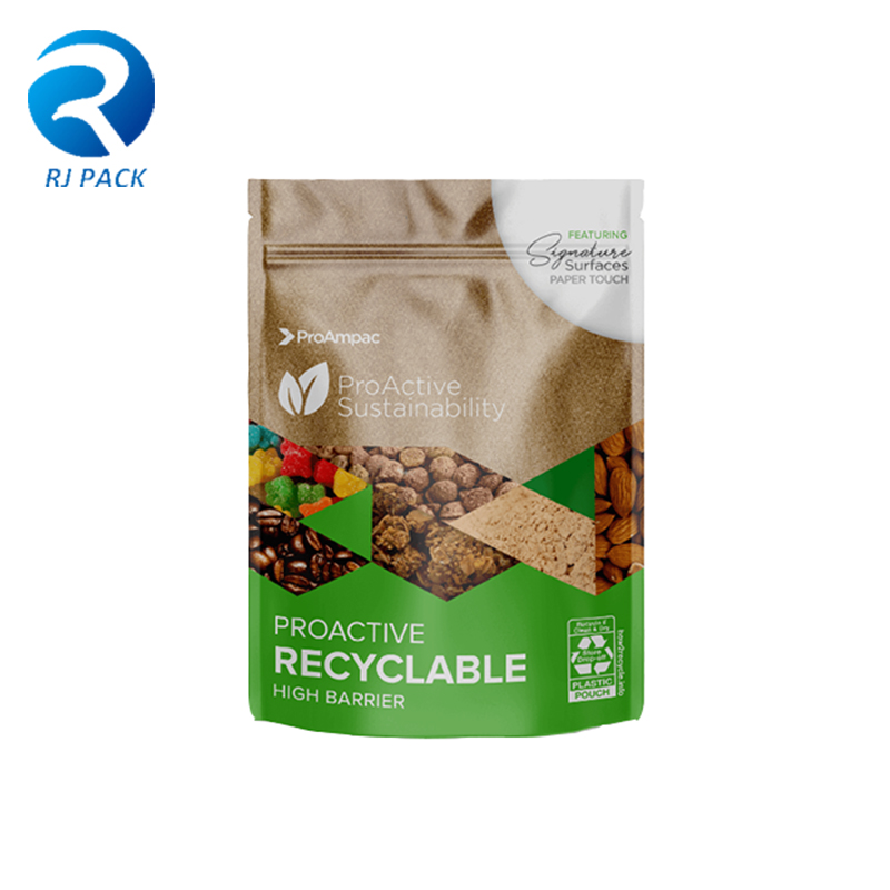 Barieră ridicată Eco reciclabilă Pungă de sus pentru alimente sau ambalajenealimentare cu fermoar