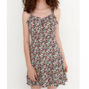 Floral Print Viscom Dress Mini Lungime