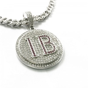 Litere rotundă la modă Pandantiv cu diamant cu lanț
