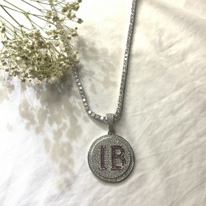 Litere rotundă la modă Pandantiv cu diamant cu lanț