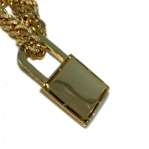 Brass Mens Cupru Cheie Pandantiv Iced Out Cubic Zircon Diamond Block Colier de blocare