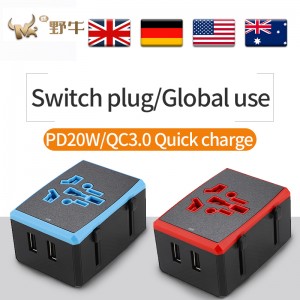 Noul PD de conversie a încărcătorului PD Plug universal Conversie Plug rapid de încărcare rapidă Socket de călătorie Universal Converter