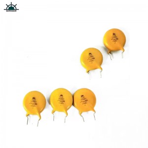 Odm OEM China Dispozitiv de protecție împotriva supratensiunii Dispozitiv de protecție galben diametrul de rășină epoxidică 14mm 14D681 Rezistor de varistor de oxid de zinc