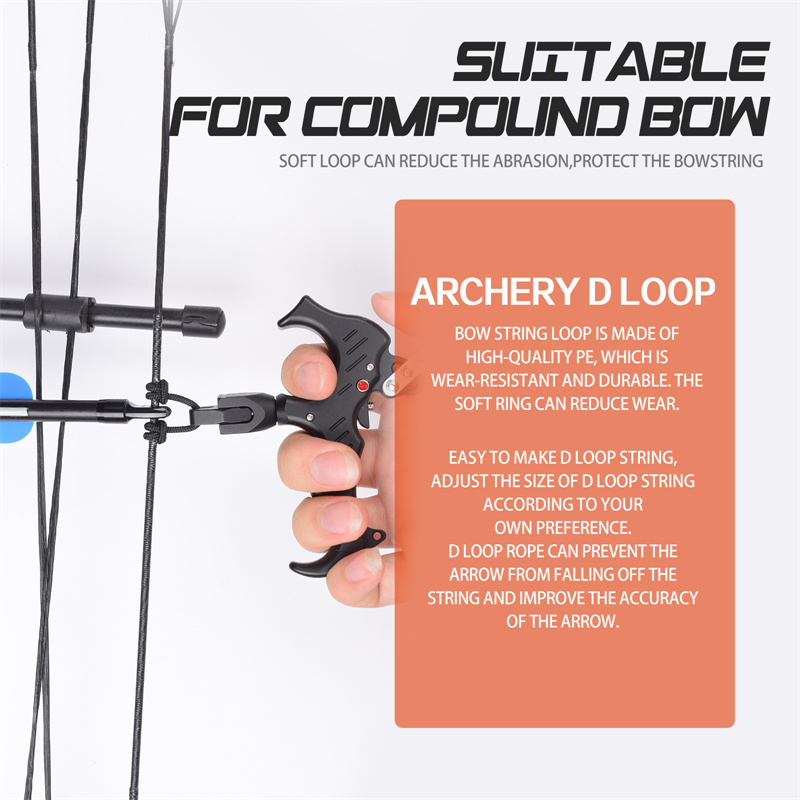 Elong outdoor 280083 tir cu arcul D Rope 5inches Tiruri de arcul Bowstring Subiect de servire D bucla de cablu de eliberare Material Nocking D Loop Coard String