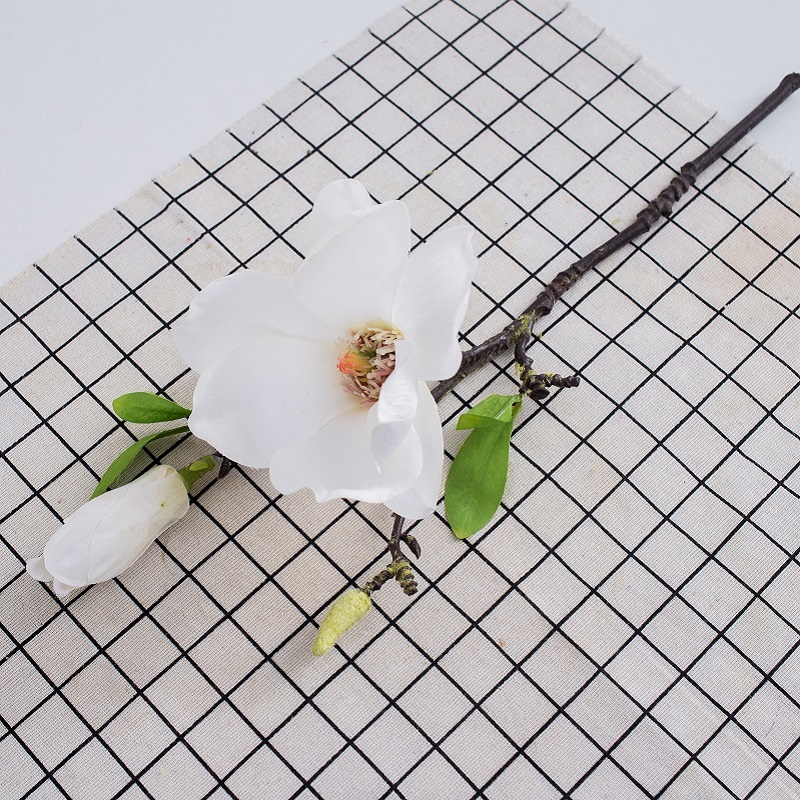 Vanzare fierbinte Singura ramura artificiala floare de mătase artificiale Magnolia floare pentru masa denunta Decoreaza