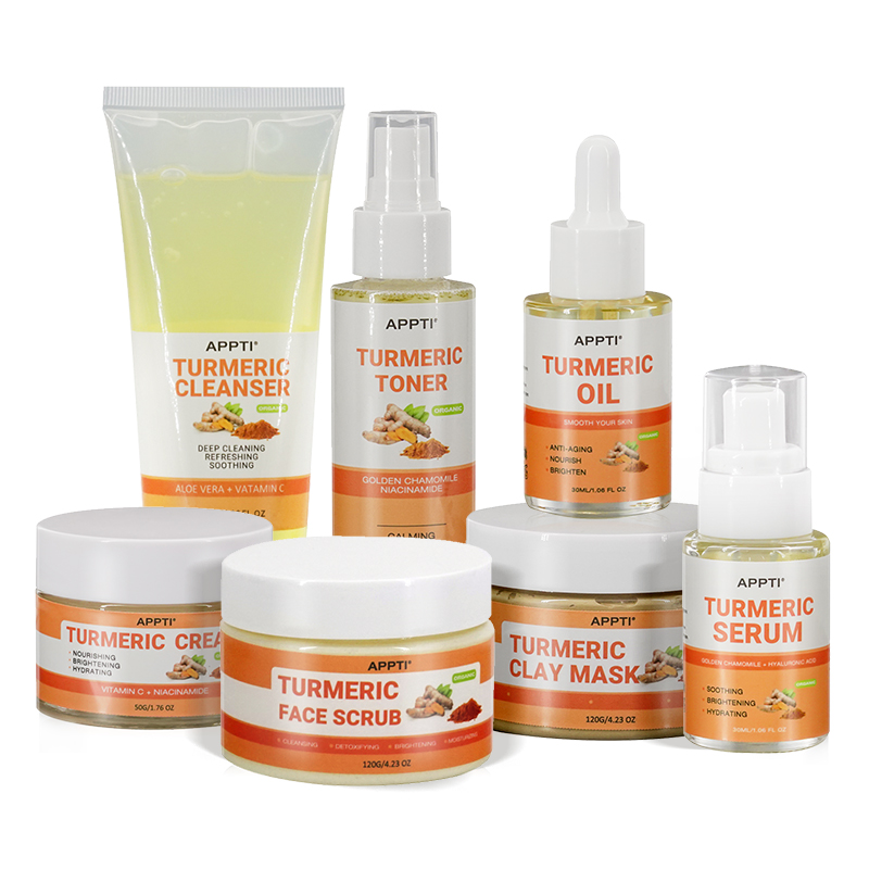 OEM Etichetă privată Organic Vegan ACNE NATURAL SKINCARE Kit cadou seric anti-îmbătrânire Coreea Coreea de îngrijire a pielii Facial Turmic